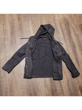 J. Crew Mercantile Women's Black Waterproof Hooded Raincoat Sz Small
